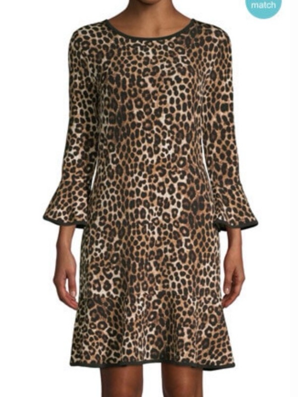 Leopard Print Bell-Sleeve Women's Top - Black and brown